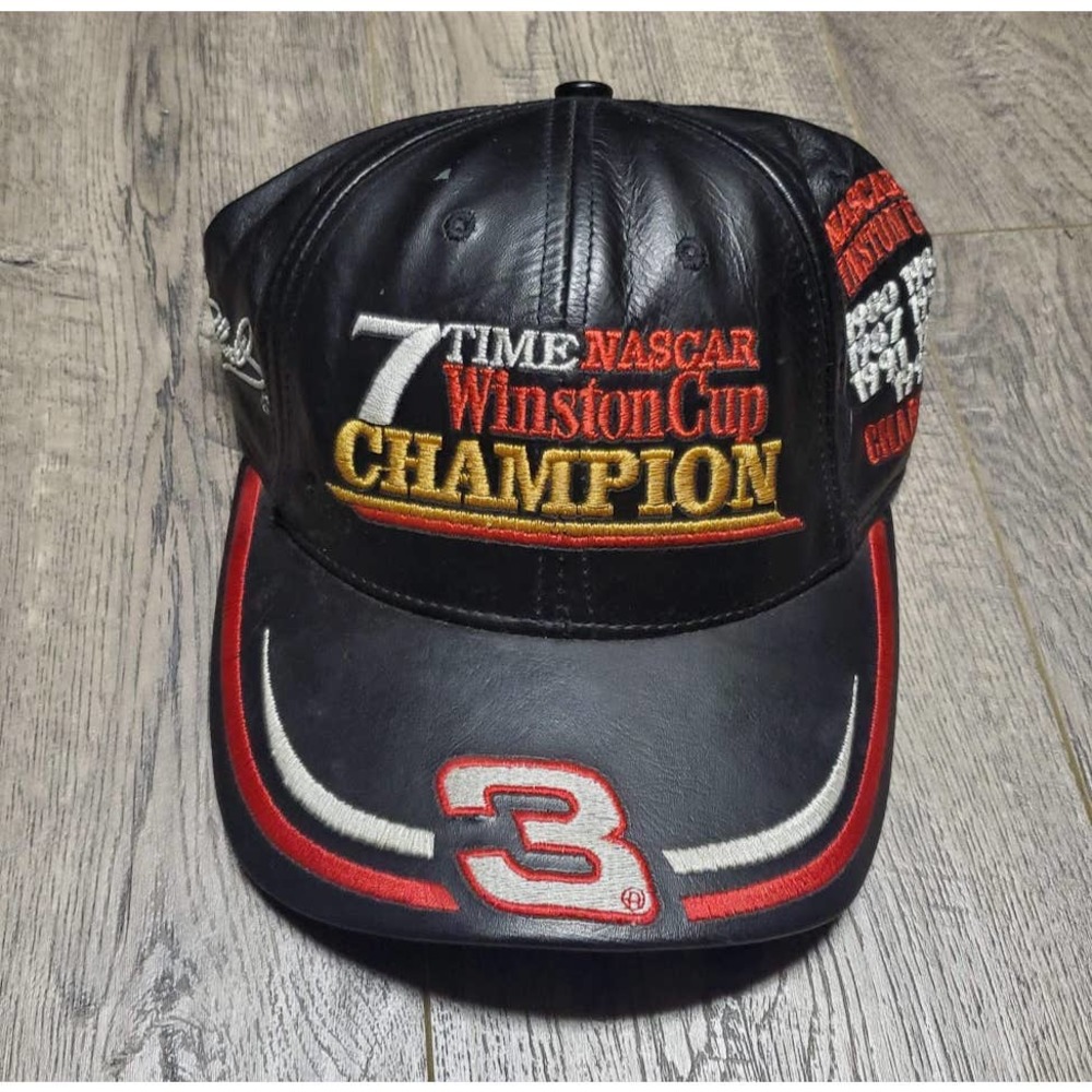 Vintage 90s Dale Earnhardt Winston Cup Champion Chase Authentic Leather Hat Cap